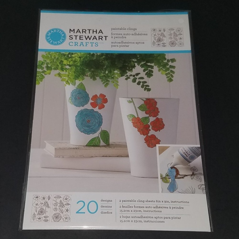 Martha Stewart Crafts Paintable Clings 20 Floral Designs 2 Sheets NEVER USED